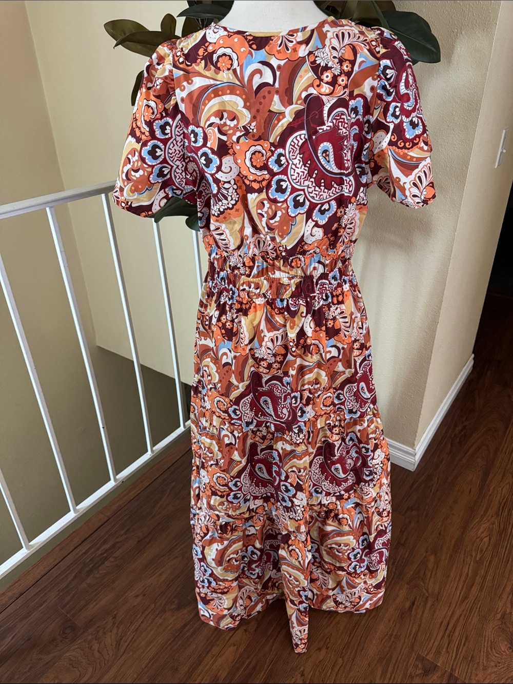 Anthropologie The Summerset Women's Orange Paisley Maxi Dress Size L - Picture 10 of 16